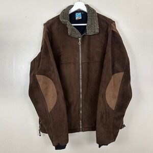 Alf Men's Large Jacket Brown‎ Microsuede Fleece Windproof Sherpa Collar Canada